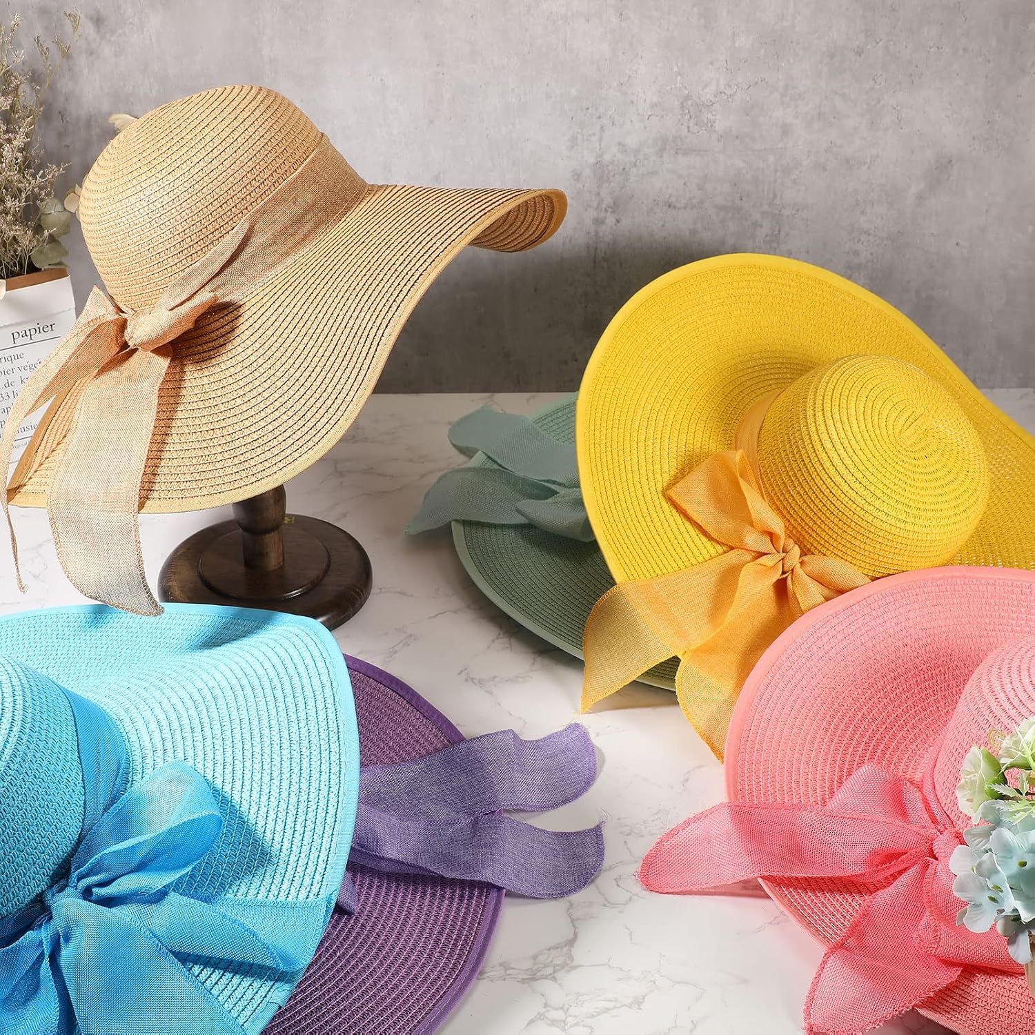 12 PCS Women's Wide Brim Straw - Hat Floppy Wide recension och pris
