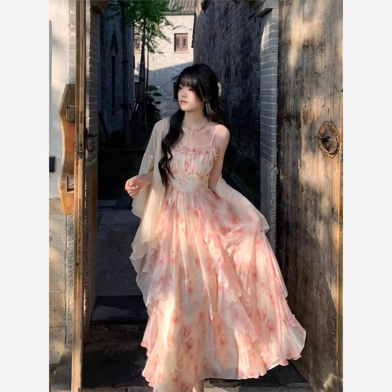 Women Watercolor Peach Floral  - Kimono Sheer Floral recension och pris