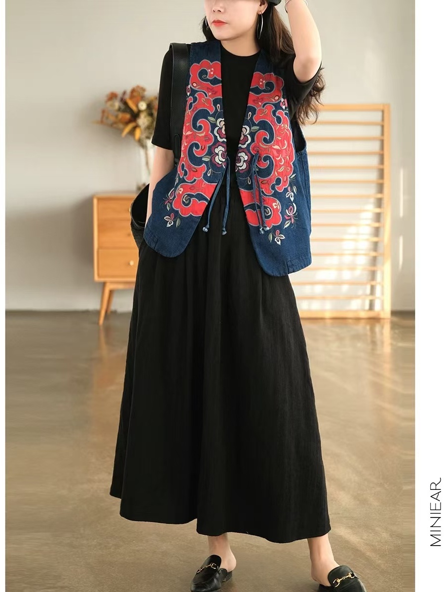 New 2025 Autumn Pure Color Flo - Midi Skirt Floral recension och pris