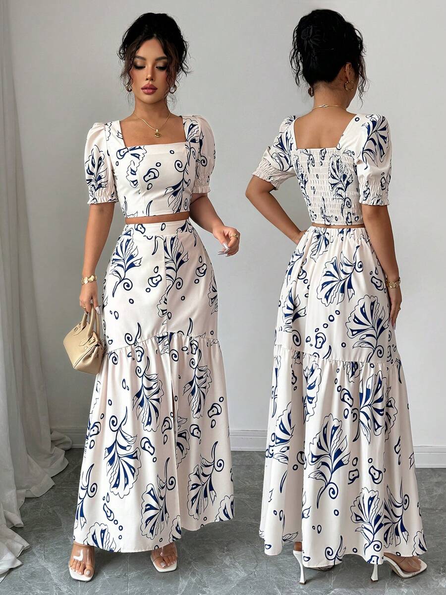 Floral Print Women 2Pcs Outfit - Romper Floral Print recension och pris