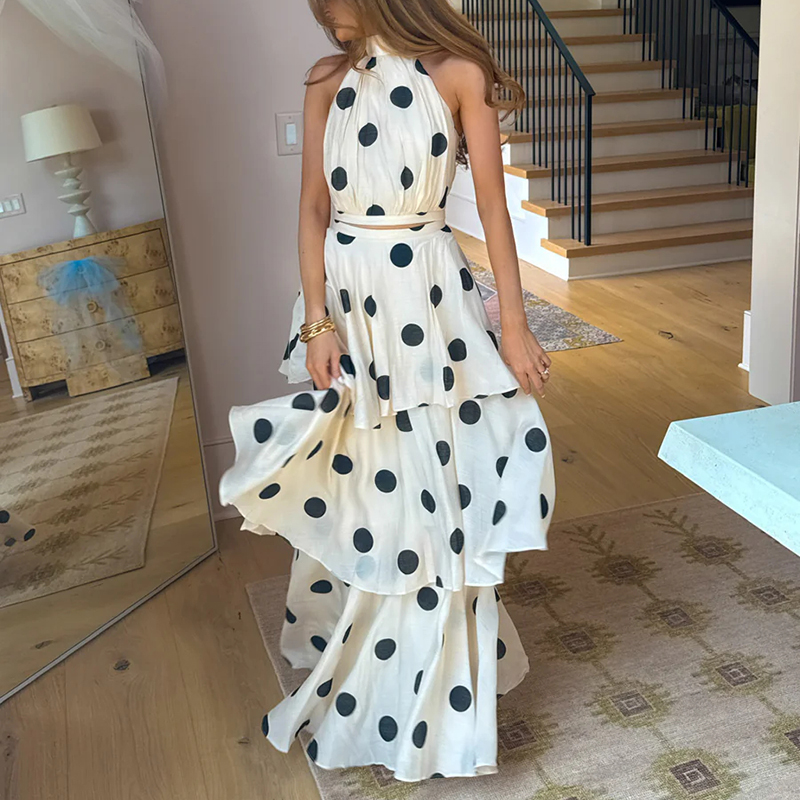 Vintage Polka Dot Matching Set - Crop Top Crochet recension och pris