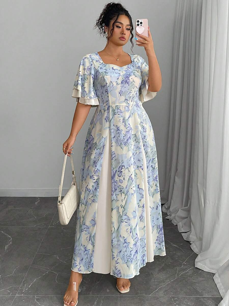 Plus Size Floral Print Square  - Romper Floral Print recension och pris