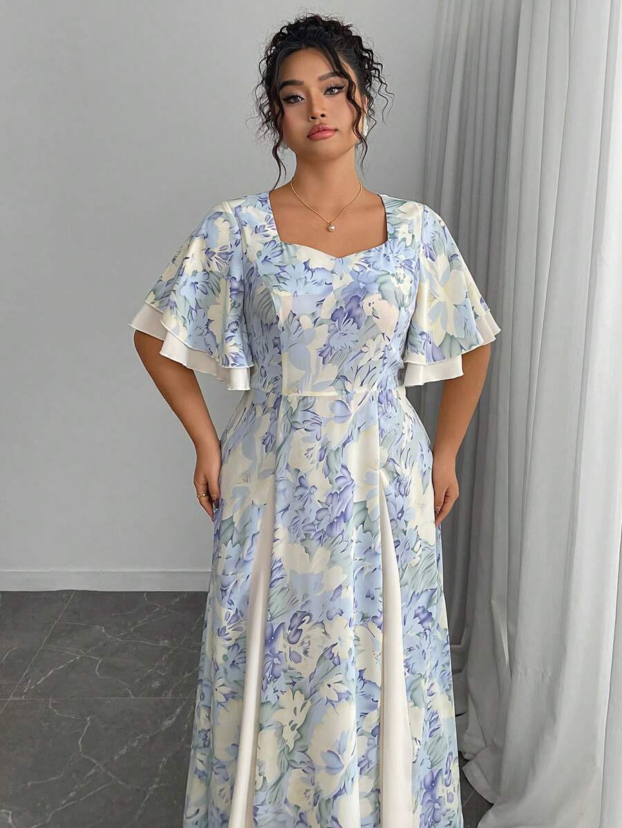 Plus Size Floral Print Square  - Romper Floral Print recension och pris