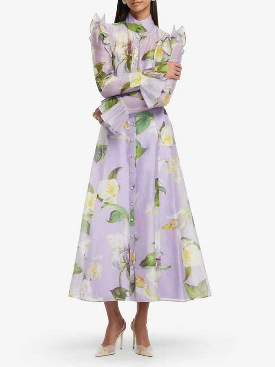 TWOTWINSTYLE Printing Spliced  - Linen Dress Wrap recension och pris