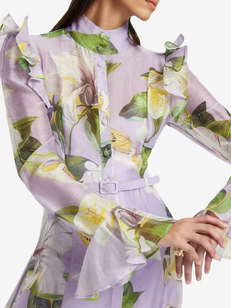 TWOTWINSTYLE Printing Spliced  - Linen Dress Wrap recension och pris