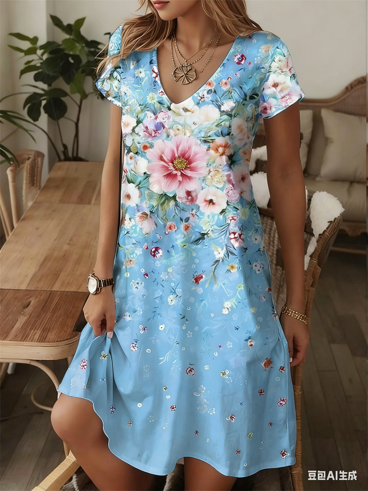 Ethnic Style Women Dress Summe - Midi Skirt Floral recension och pris